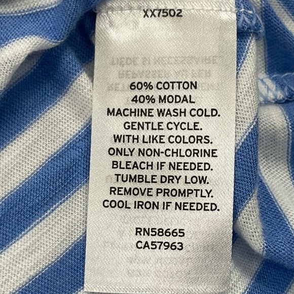 Caslon Shirt Womens XXS Brooke Stripe Tee Blue White Short Sleeve V-Neck Soft - Picture 8 of 11